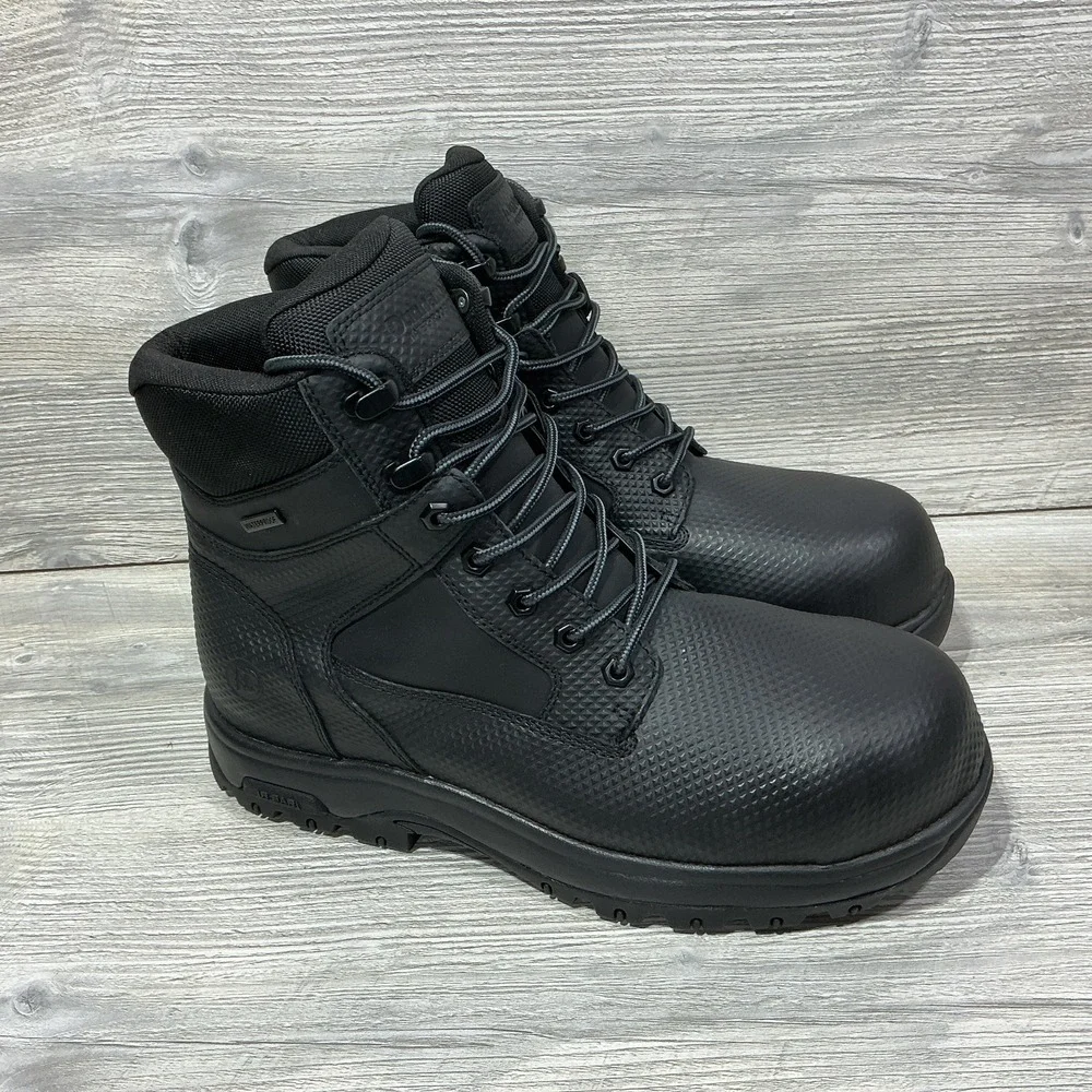 Dunham 8000Works Black Waterproof Work Boots Men's 10 6E Wide Oil Resistant NEW